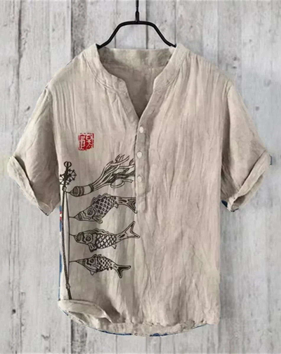 Men’s "Koi Spirits" Casual Slim-Fit Edition