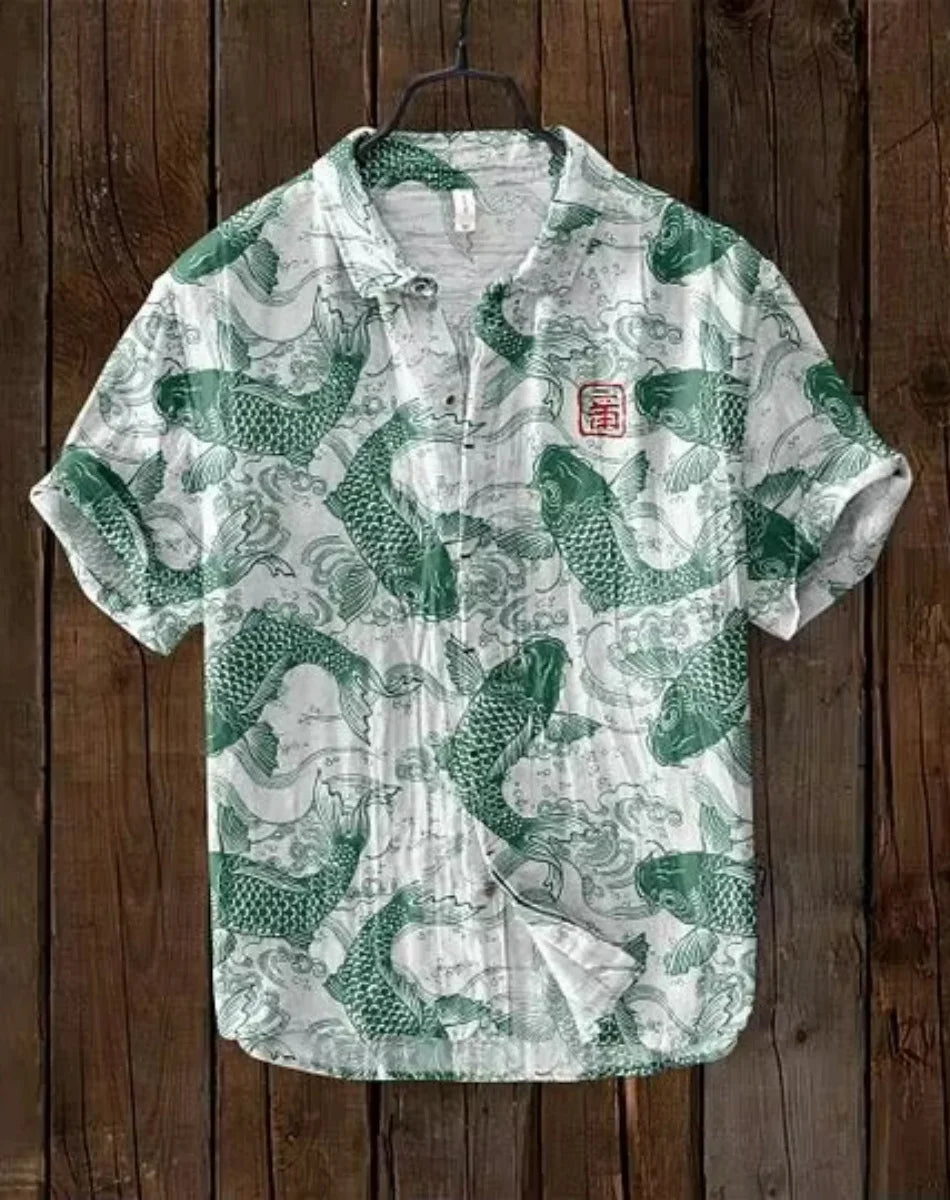 Men’s "Koi Spirits" Casual Slim-Fit Edition