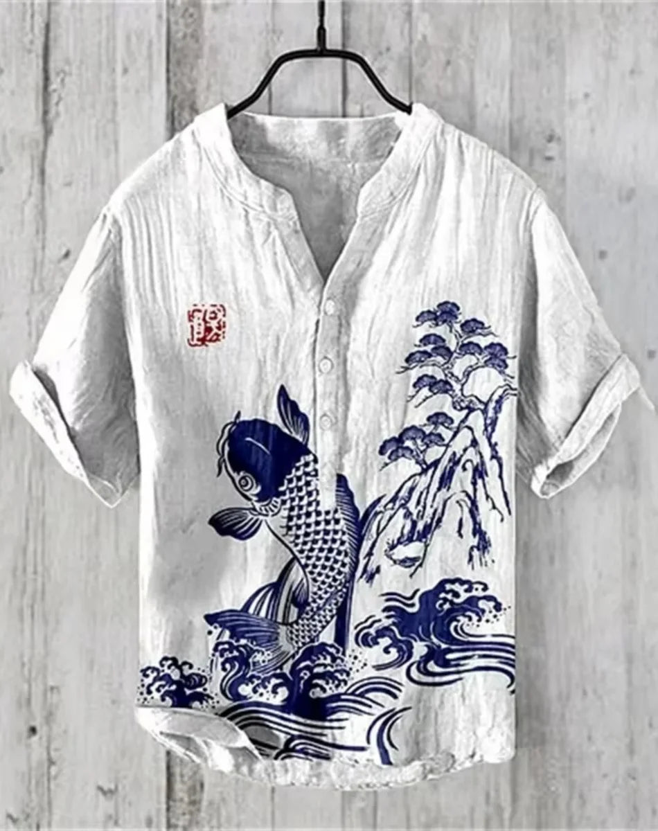 Men’s "Koi Spirits" Casual Slim-Fit Edition