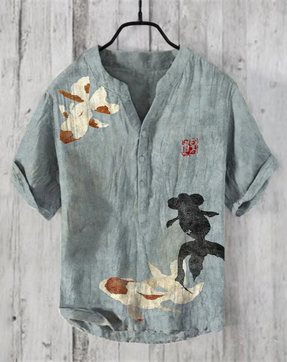 Men’s "Koi Spirits" Casual Slim-Fit Edition