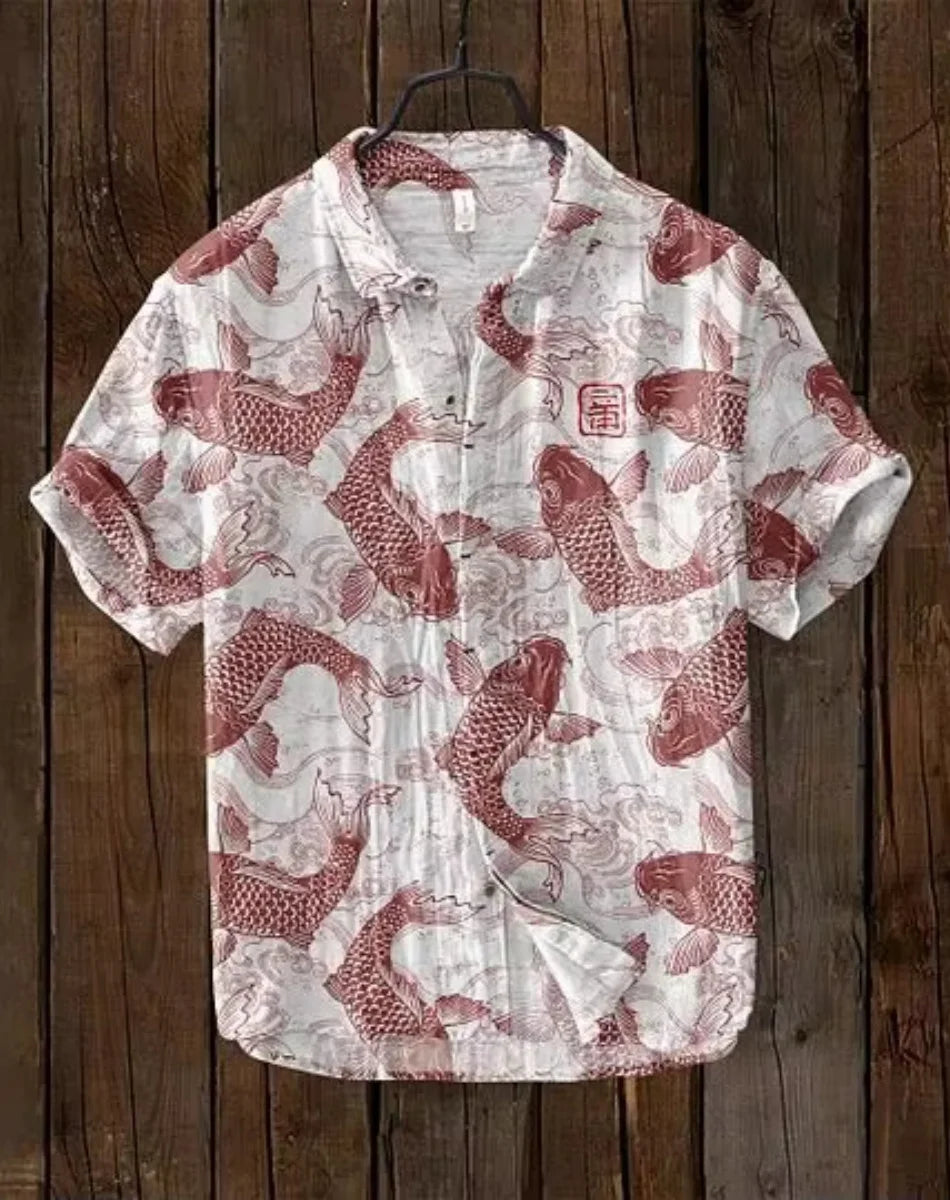 Men’s "Koi Spirits" Casual Slim-Fit Edition