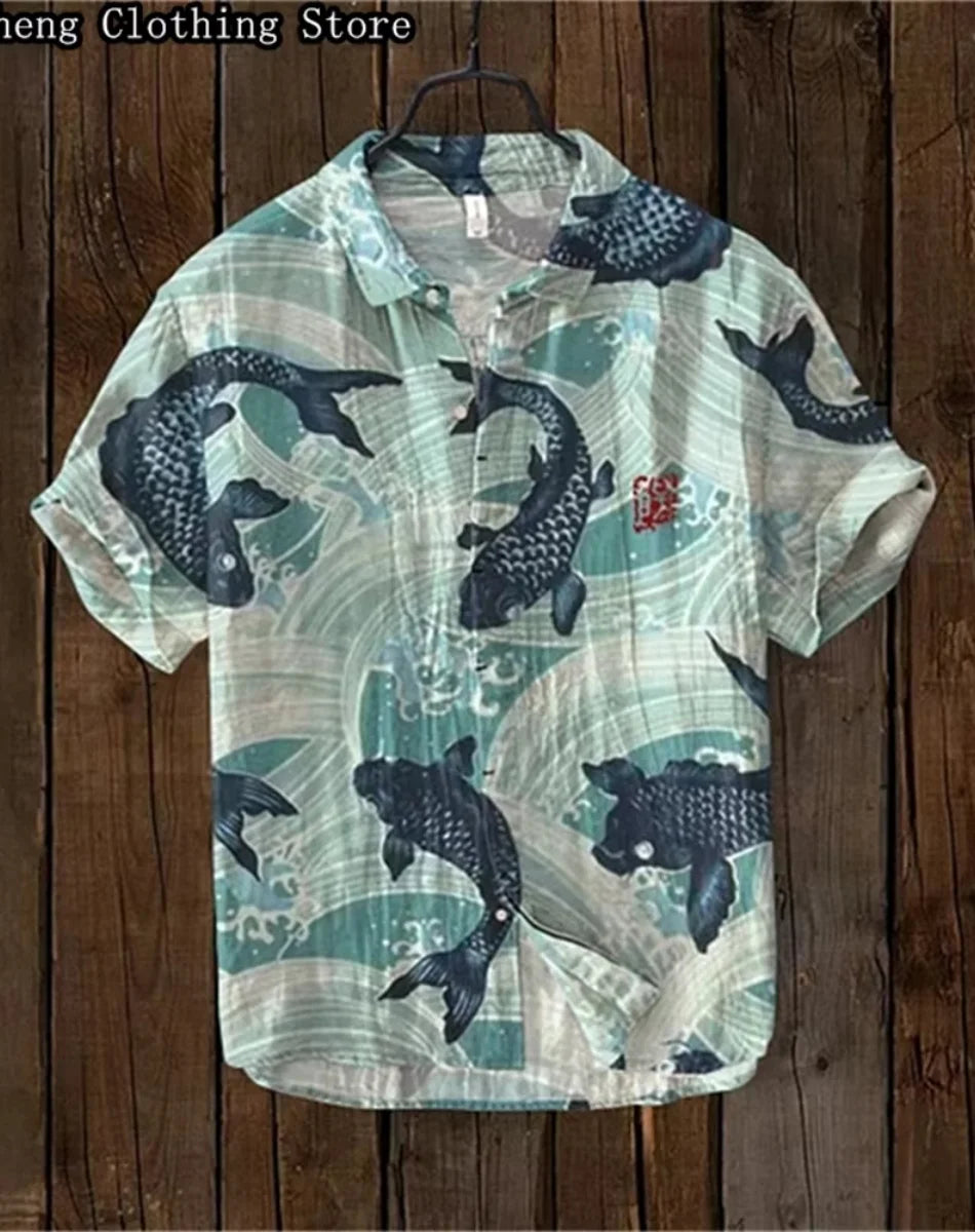 Men’s "Koi Spirits" Casual Slim-Fit Edition