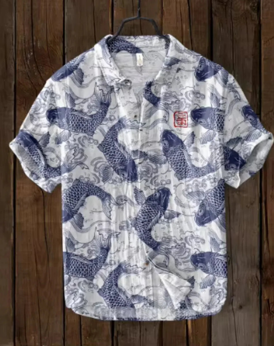 Men’s "Koi Spirits" Casual Slim-Fit Edition