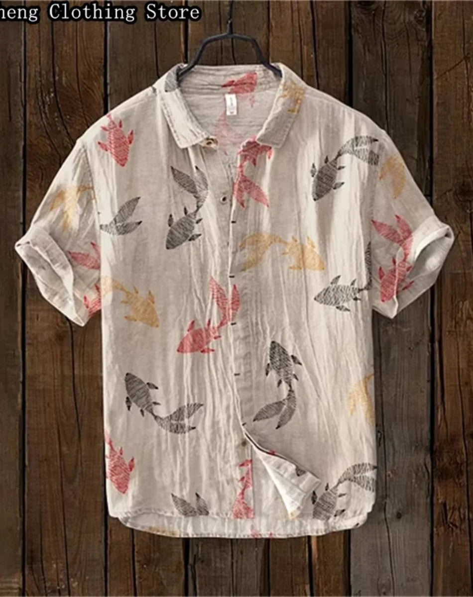 Men’s "Koi Spirits" Casual Slim-Fit Edition