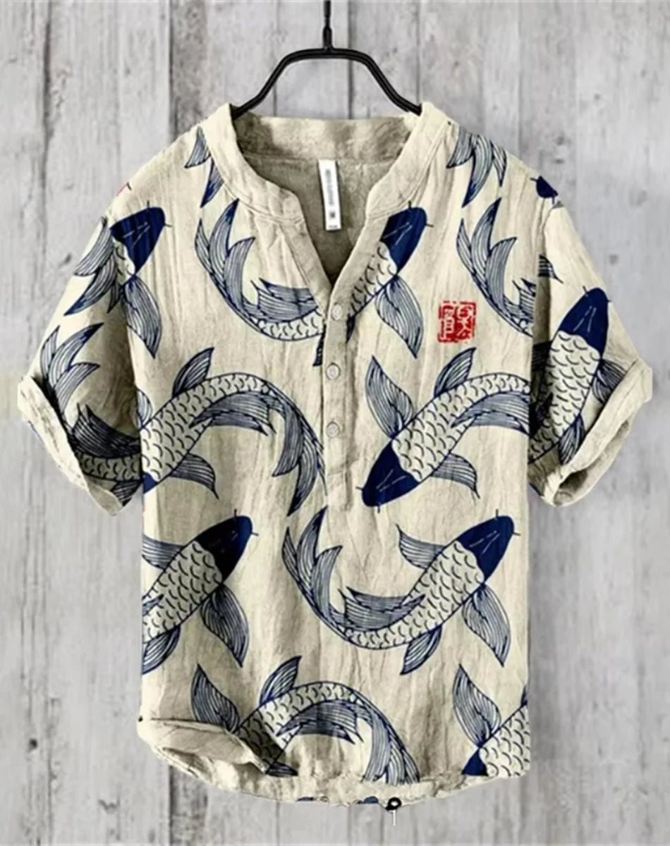 Men’s "Koi Spirits" Casual Slim-Fit Edition