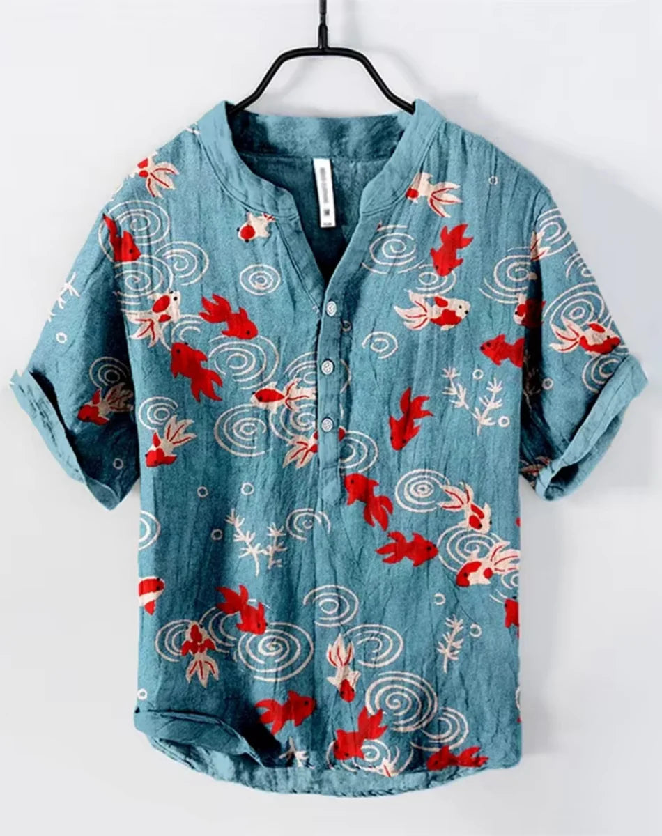 Men’s "Koi Spirits" Casual Slim-Fit Edition