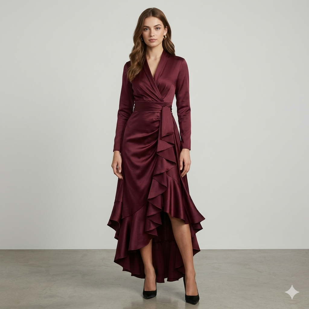 Burgundy Silk-Flow Maxi
