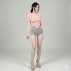 Square Neck High-Stretch Cotton Crop Tee