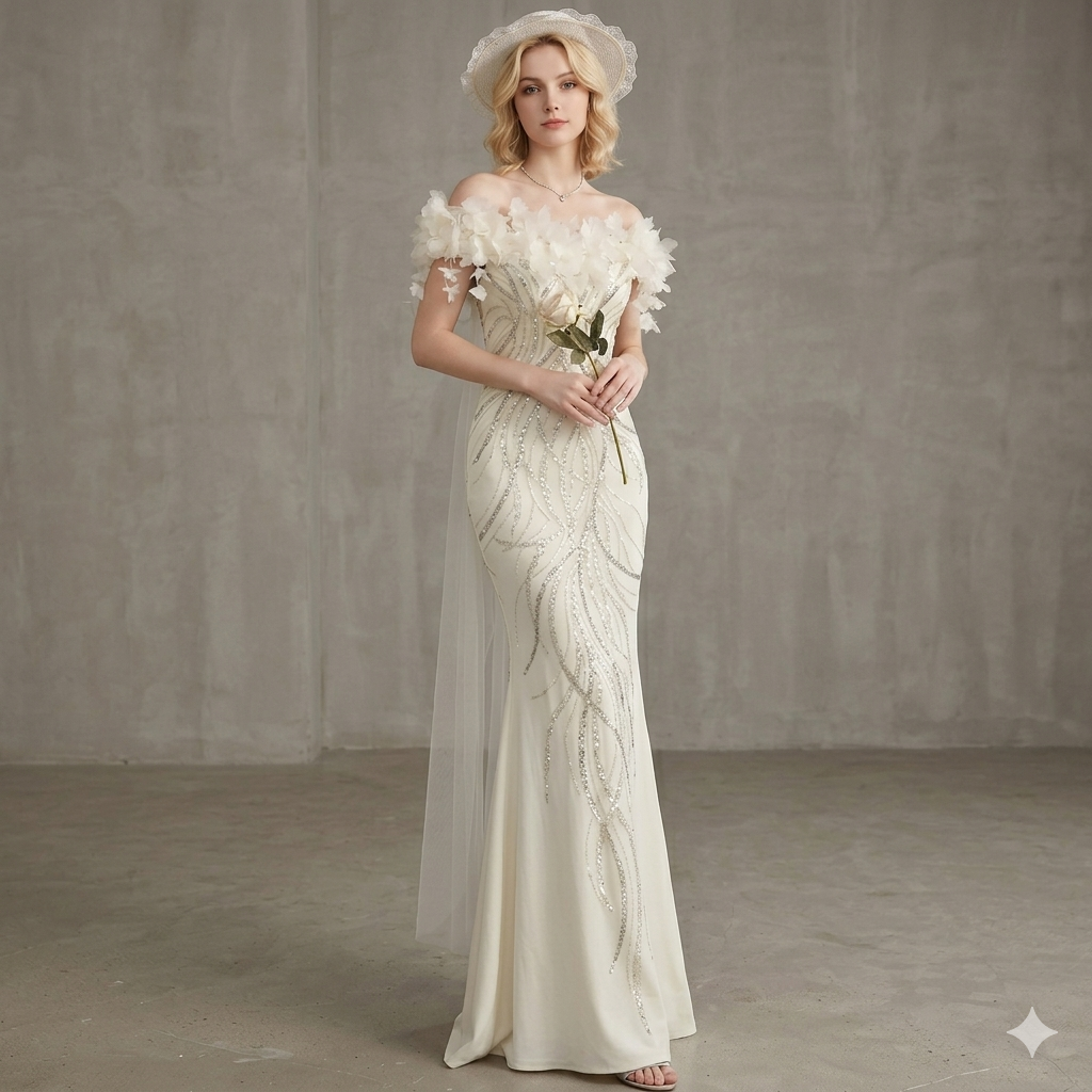 Gala Rose One-Shoulder Maxi