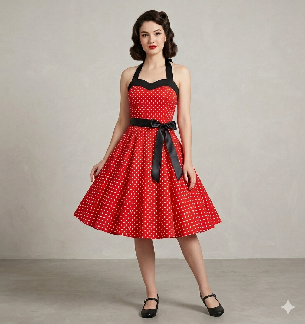 The Audrey Polka Dot Swing Gown