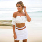 Cloud-Sleeve" Strapless Crop Top