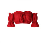 Cloud-Sleeve" Strapless Crop Top