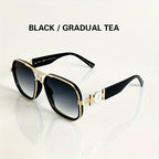 "Iconic Temple" Luxury Square Sunglasses