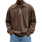 Washed Cotton Long Sleeve Polo