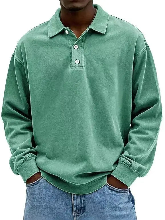 Washed Cotton Long Sleeve Polo