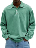 Washed Cotton Long Sleeve Polo