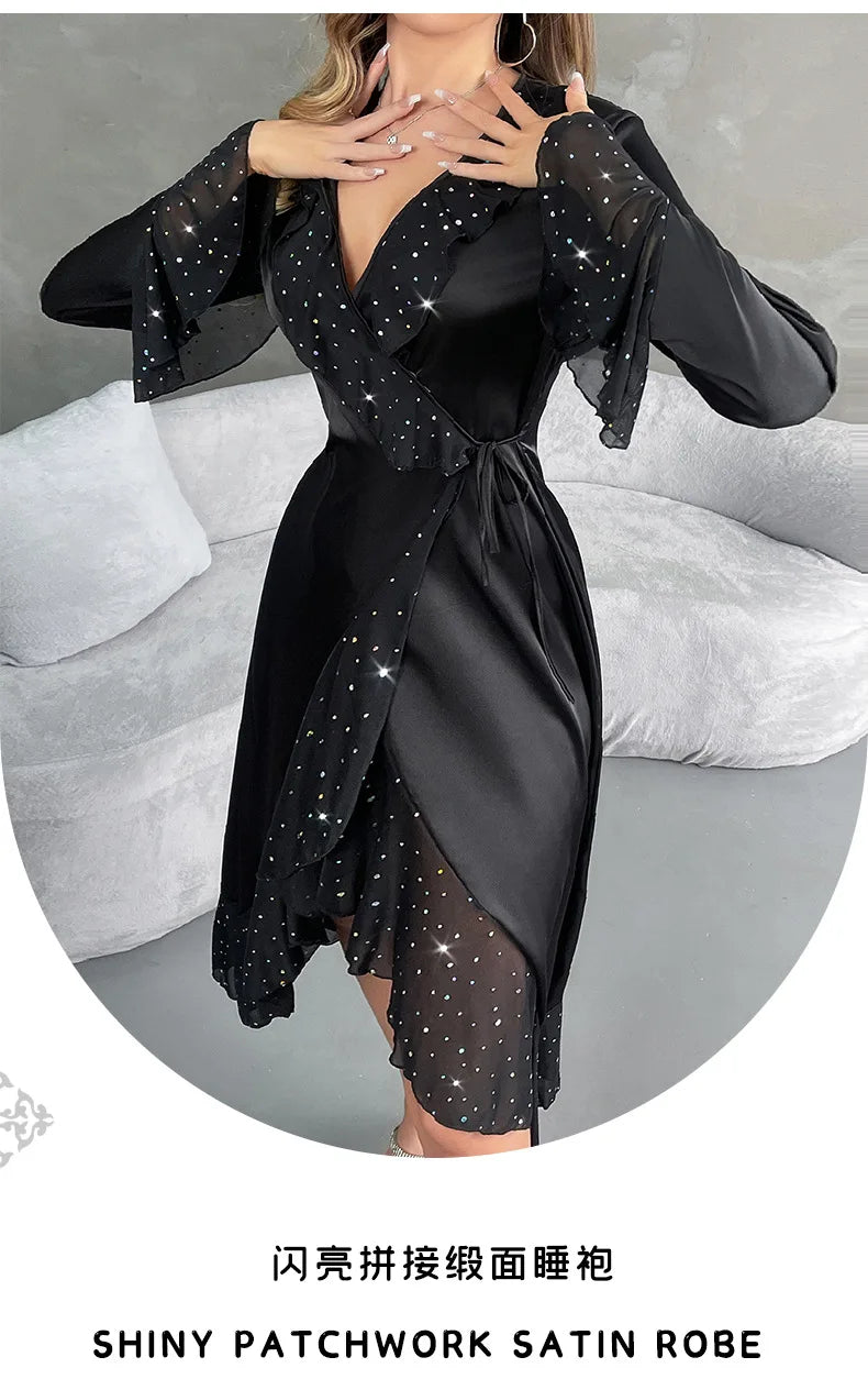 The Midnight Sequin Satin Set