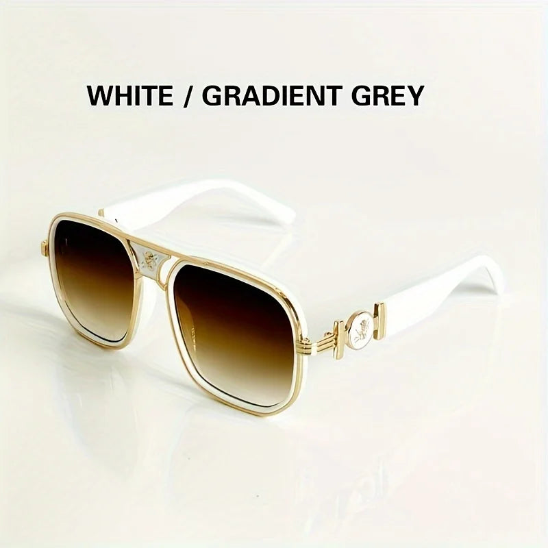 "Iconic Temple" Luxury Square Sunglasses