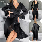 The Midnight Sequin Satin Set