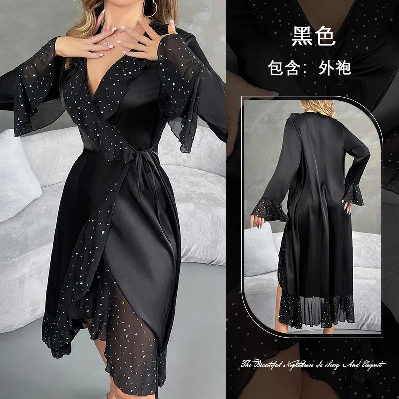The Midnight Sequin Satin Set