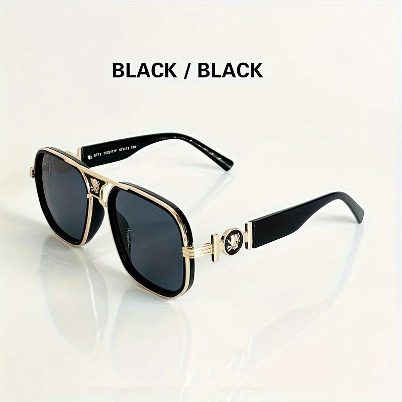 "Iconic Temple" Luxury Square Sunglasses
