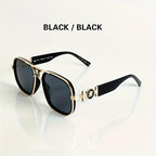 "Iconic Temple" Luxury Square Sunglasses