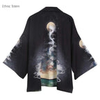 Crane Print Japanese Haori – Retro Summer Kimono Cloak
