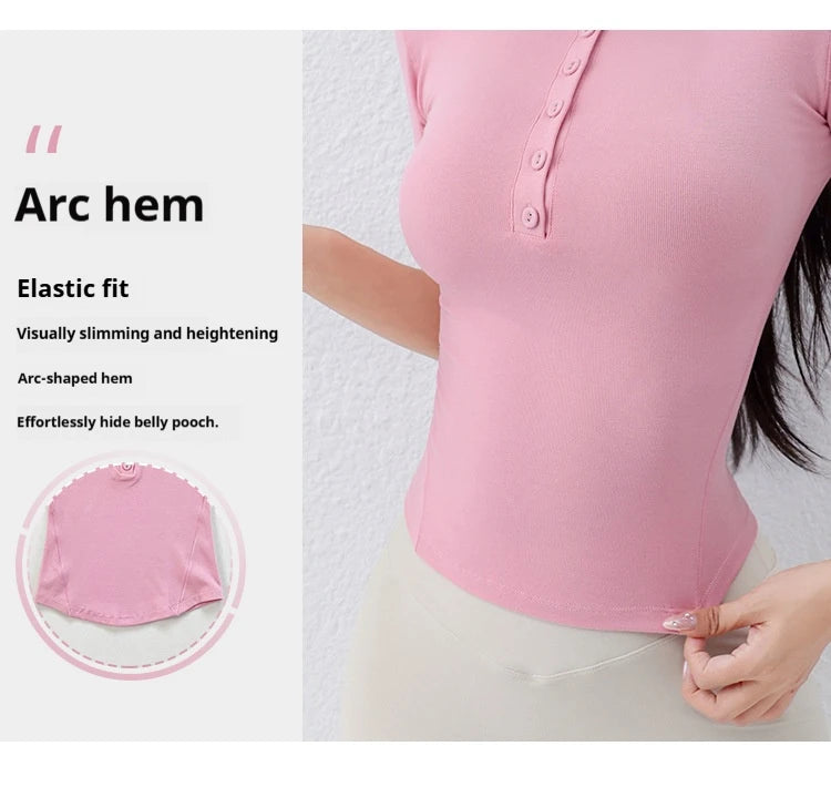 "Zen-Ribbed" Henley Yoga Tee