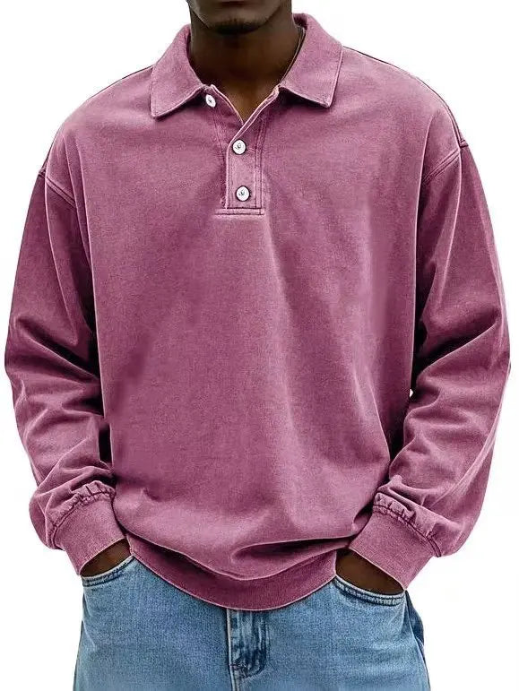 Washed Cotton Long Sleeve Polo