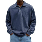 Washed Cotton Long Sleeve Polo