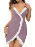 Lace-Up Satin Slip Dress