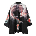 Crane Print Japanese Haori – Retro Summer Kimono Cloak