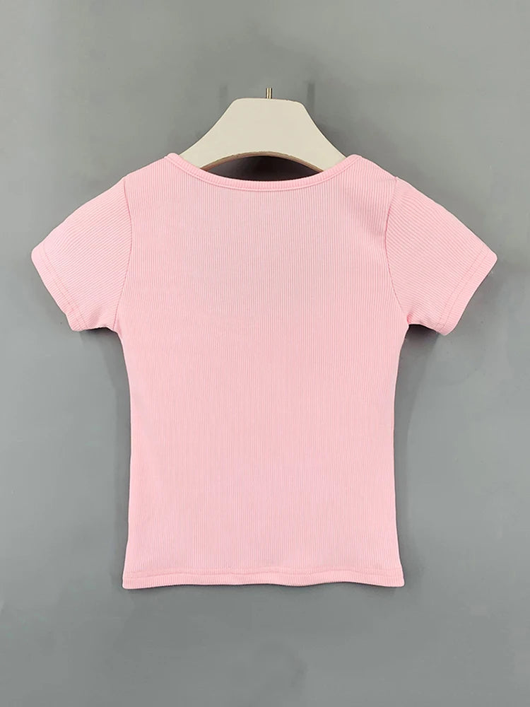 Square Neck High-Stretch Cotton Crop Tee