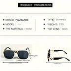 "Iconic Temple" Luxury Square Sunglasses