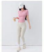 "Zen-Ribbed" Henley Yoga Tee