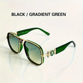 "Iconic Temple" Luxury Square Sunglasses