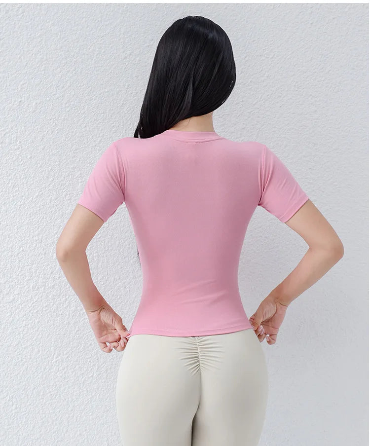 "Zen-Ribbed" Henley Yoga Tee