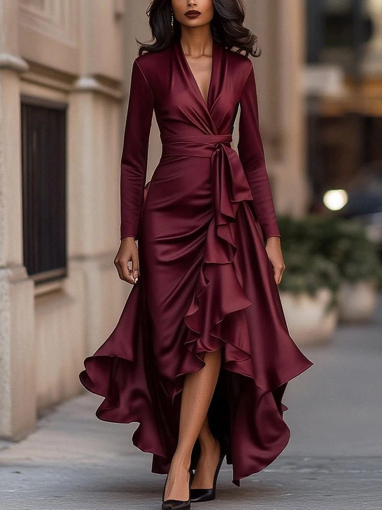 Burgundy Silk-Flow Maxi