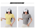 "Zen-Ribbed" Henley Yoga Tee