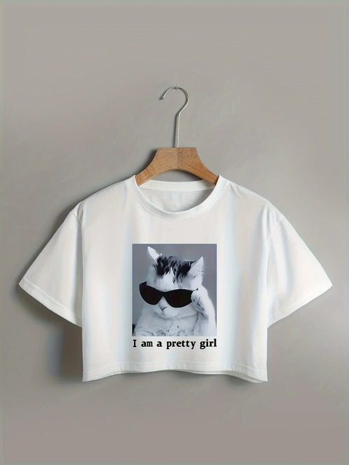 "Gravity Cat" Cropped Tee