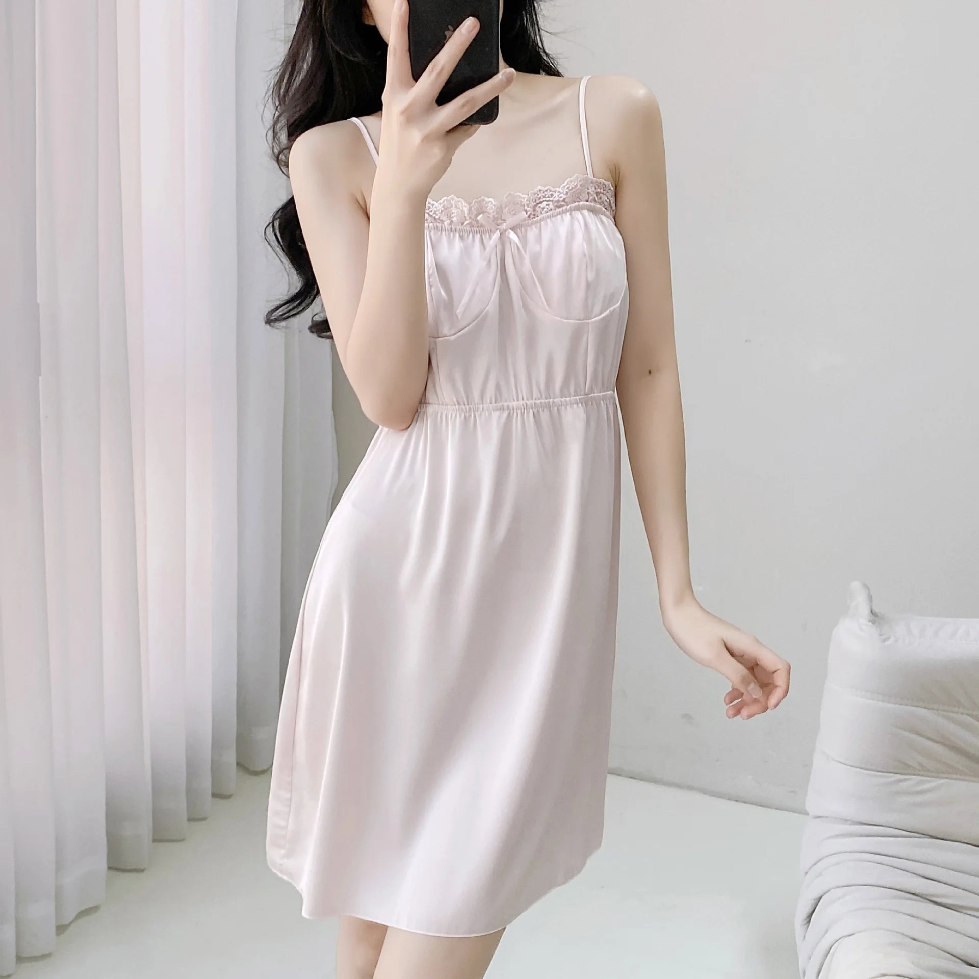 Ice Silk & Lace Nightgown