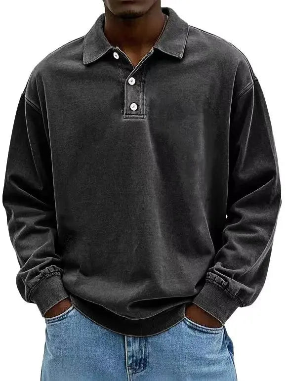 Washed Cotton Long Sleeve Polo