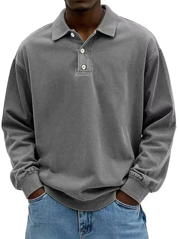 Washed Cotton Long Sleeve Polo