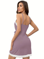 Lace-Up Satin Slip Dress
