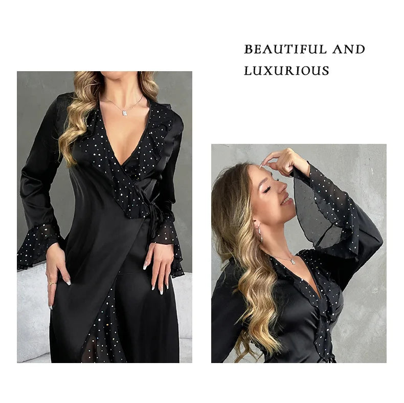 The Midnight Sequin Satin Set