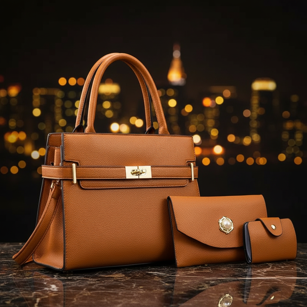 Luxury 3-Piece Tote & Crossbody Set