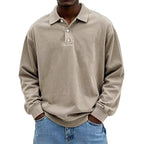 Washed Cotton Long Sleeve Polo